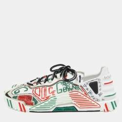 Pre Owned Dolce & Gabbana Multicolor Canvas and Leather Graffiti Print Ns1 Low Top Sneakers Size 44