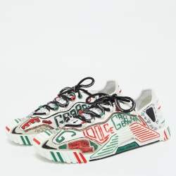 Pre Owned Dolce & Gabbana Multicolor Canvas and Leather Graffiti Print Ns1 Low Top Sneakers Size 44