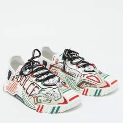 Pre Owned Dolce & Gabbana Multicolor Canvas and Leather Graffiti Print Ns1 Low Top Sneakers Size 44