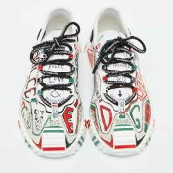 Pre Owned Dolce & Gabbana Multicolor Canvas and Leather Graffiti Print Ns1 Low Top Sneakers Size 44