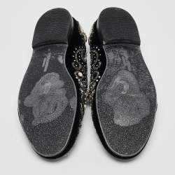 Dolce & Gabbana Black Velvet Embroidered and Embellished Smoking Slippers Size 42