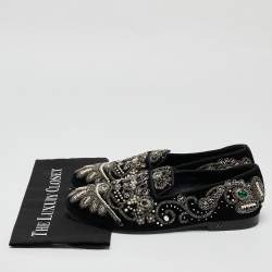 Dolce & Gabbana Black Velvet Embroidered and Embellished Smoking Slippers Size 42