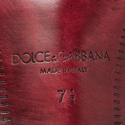 Pre Owned Dolce & Gabbana Burgundy Floral Velvet Smoking Slippers Size 41.5