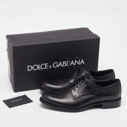 Pre Owned Dolce & Gabbana Black Leather Lace Up Derby Size 41.5