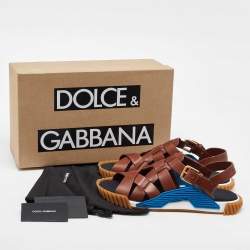 Dolce & Gabbana Brown Leather Ns1 Buckle Sandals 