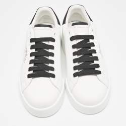 مملوكة مسبقًا Dolce & Gabbana White/Black Leather Portofino Royal Sneakers Size 41