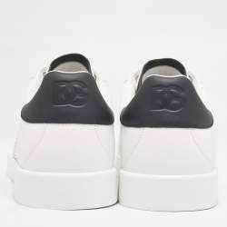 مملوكة مسبقًا Dolce & Gabbana White/Black Leather Portofino Royal Sneakers Size 41