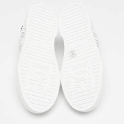 مملوكة مسبقًا Dolce & Gabbana White/Black Leather Portofino Royal Sneakers Size 41