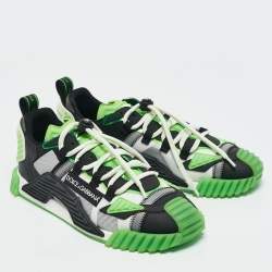 Dolce & Gabbana Green/Black Leather and Nylon Ns1 Low Top Sneakers Size 41