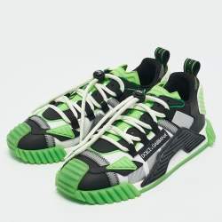 Dolce & Gabbana Green/Black Leather and Nylon Ns1 Low Top Sneakers Size 41