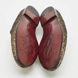 Dolce & Gabbana Gold Jacquard Slip On Loafers Size 40
