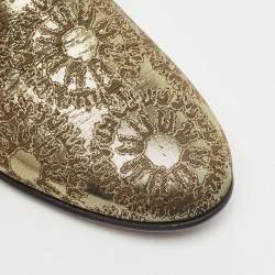 Dolce & Gabbana Gold Jacquard Slip On Loafers Size 40