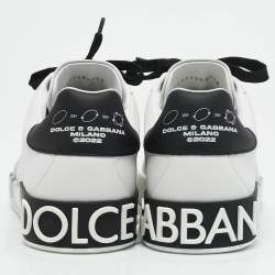 Dolce & Gabbana White/Black Leather Portofino Sneakers Size 43.5