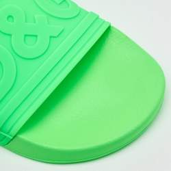 Dolce & Gabbana Green Rubber Logo Flat Slides Size 41