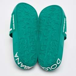Dolce & Gabbana Dark Green Rubber Logo Flat Slides Size 41