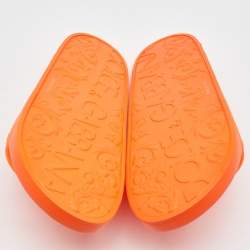 Dolce & Gabbana Neon Orange Rubber Logo Flat Slides Size 41