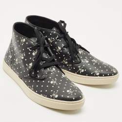 Dolce & Gabbana Black Coated Canvas Skeleton LDN High Top Sneakers Size 44