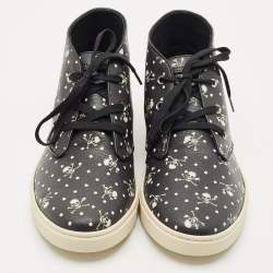Dolce & Gabbana Black Coated Canvas Skeleton LDN High Top Sneakers Size 44