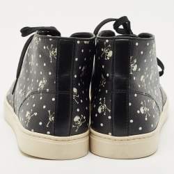 Dolce & Gabbana Black Coated Canvas Skeleton LDN High Top Sneakers Size 44