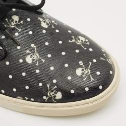 Dolce & Gabbana Black Coated Canvas Skeleton LDN High Top Sneakers Size 44