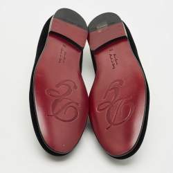 مملوكة مسبقًا Dolce & Gabbana Black Velvet DG Secret Heart Loafers Size 42.5