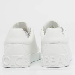 Pre Owned Dolce & Gabbana White Leather Portofino Low Top Sneakers Size 42.5