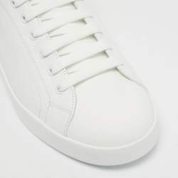 Pre Owned Dolce & Gabbana White Leather Portofino Low Top Sneakers Size 42.5