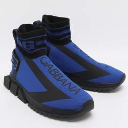 مملوكة مسبقًا حذاء رياضي دولتشي أند غابانا سنيكرز كنفا بلون أزرق/أسود عالي الرقبة مقاس 42.5