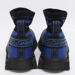 مملوكة مسبقًا حذاء رياضي دولتشي أند غابانا سنيكرز كنفا بلون أزرق/أسود عالي الرقبة مقاس 42.5