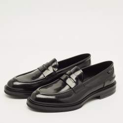 مملوكة مسبقًا Dolce & Gabbana Size 44.5 Black Leather Penny Loafers