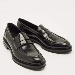 مملوكة مسبقًا Dolce & Gabbana Size 44.5 Black Leather Penny Loafers