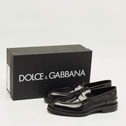 مملوكة مسبقًا Dolce & Gabbana Size 44.5 Black Leather Penny Loafers