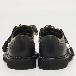 Pre Owned Dolce & Gabbana Size 41 Green/Black Patent and Leather Fringe Brogues