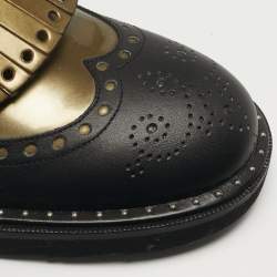 Pre Owned Dolce & Gabbana Size 41 Green/Black Patent and Leather Fringe Brogues