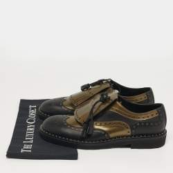 Pre Owned Dolce & Gabbana Size 41 Green/Black Patent and Leather Fringe Brogues