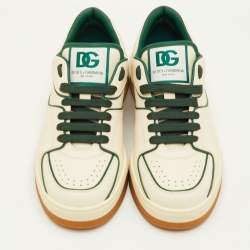 Pre Owned حذاء رياضي دولتشي أند غابانا روما جلد كريمي/أخضر عنق منخفض مقاس 41.5