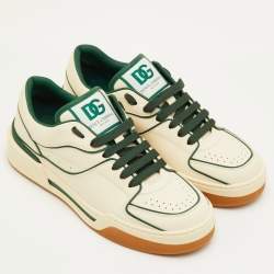 Pre Owned حذاء رياضي دولتشي أند غابانا روما جلد كريمي/أخضر عنق منخفض مقاس 41.5