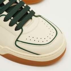 Pre Owned حذاء رياضي دولتشي أند غابانا روما جلد كريمي/أخضر عنق منخفض مقاس 41.5