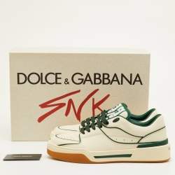 Pre Owned حذاء رياضي دولتشي أند غابانا روما جلد كريمي/أخضر عنق منخفض مقاس 41.5
