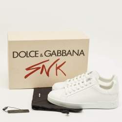 Pre Owned حذاء رياضي دولتشي أند غابانا بورتوفينو جلد أبيض عنق منخفض مقاس 44