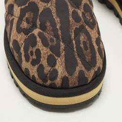 Pre Owned Dolce & Gabbana Size 42 Brown/Black Leopard Print Nylon Slip On Sneakers