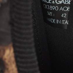 Pre Owned Dolce & Gabbana Size 42 Brown/Black Leopard Print Nylon Slip On Sneakers