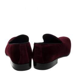 Pre Owned Dolce & Gabbana Burgundy Velvet Smoking Slippers Size 40