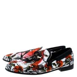 Pre Owned Dolce & Gabbana Multicolor Printed Bull And Majolica Canvas Amalfi Smoking Slippers Size 41