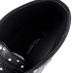 Pre Owned Dolce & Gabbana Black Skull and Cross Bone Print Canvas High Top Sneakers Size 43.5