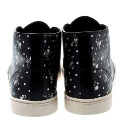Pre Owned Dolce & Gabbana Black Skull and Cross Bone Print Canvas High Top Sneakers Size 43.5