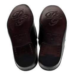 Pre Owned Dolce & Gabbana Black Leather King City Slip On Mule Loafers Size 42.5