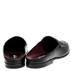 Pre Owned Dolce & Gabbana Black Leather King City Slip On Mule Loafers Size 42.5