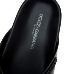 Pre Owned Dolce & Gabbana Black Leather Cross Strap Sandals Size 41