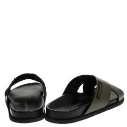 مملوكة مسبقًا Dolce & Gabbana Olive Green Leather Cross Strap Sandals Size 41